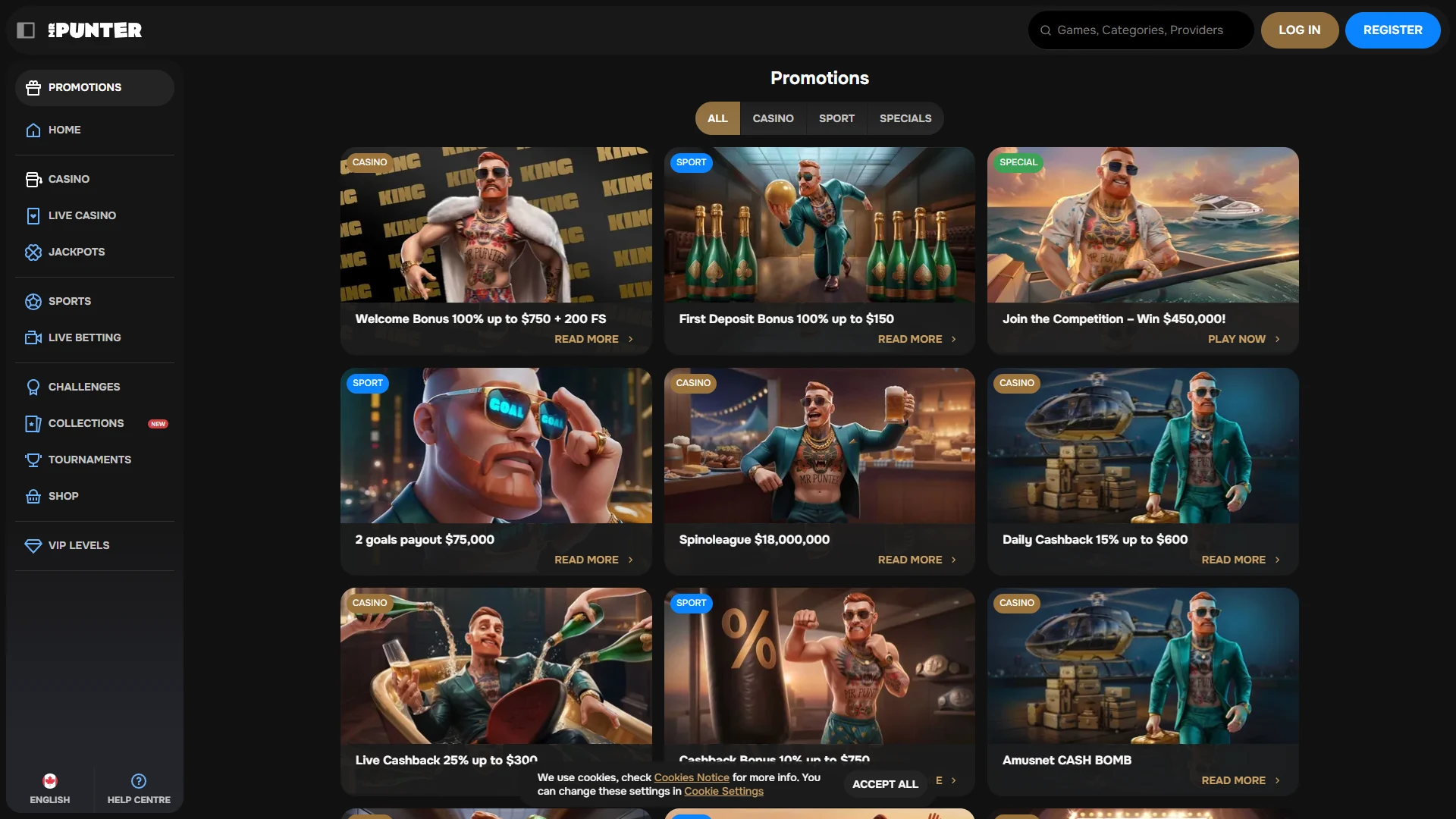 Mr Punter promotions page